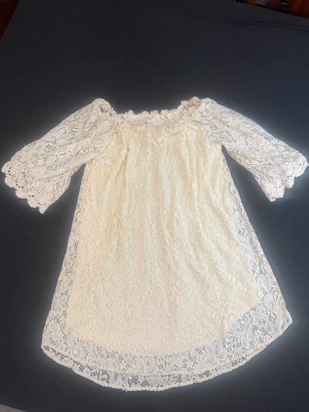 Women’s Cream Lace Off-Shoulder Dress